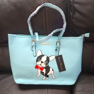 NWT Gorgeous Light Blue Frenchie Tote Bag